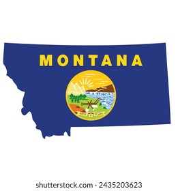 Outline of the borders of the U.S. state of Montana with a flag