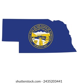 Esquema de las fronteras del estado de Nebraska con una bandera