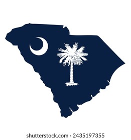 Outline of the borders of the U.S. state of South Carolina with a flag