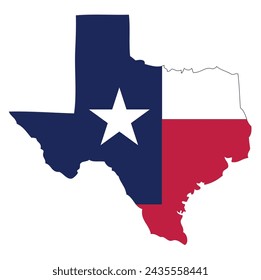 Outline of the borders of the U.S. state of Texas with a flag