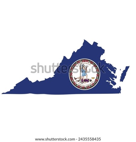 Outline of the borders of the U.S. state of Virginia with a flag