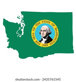 Outline of the borders of the U.S. state of Washington with a flag