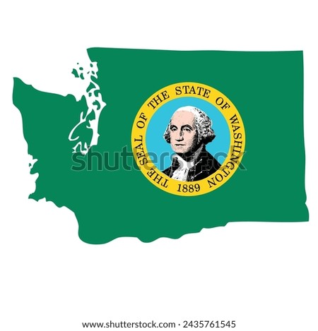 Outline of the borders of the U.S. state of Washington with a flag