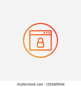 Outline borwser lock icon,gradient illustration,vector security sign symbol
