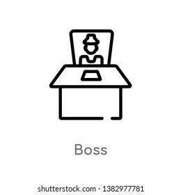 outline boss vector icon. isolated black simple line element illustration from job resume concept. editable vector stroke boss icon on white background