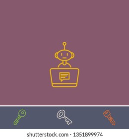 Outline bot chat icon.Best bot chat vector, illustrated icon for modern web and mobile design.Bonus broken key symbol