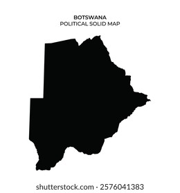 The outline of Botswana is depicted in solid black against a plain background, serving as a political map representation of the country.