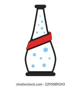 Icono del vector del frasco de contorno. Agua con vector de burbujas. Vector de agua carbonatado. Una botella de refresco dulce.