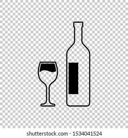 outline of bottles and drinking glasses icon flat vector illustration