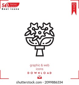 Outline bouquet Icon. bouquet icon vector isolated on white background. Graphic design, material-design, Best sellers 2022 icons, mobile application, UI UX design, EPS 10 format vector