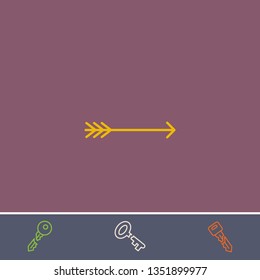 Outline bow arrow icon.Best bow arrow vector, illustrated icon for modern web and mobile design.Bonus broken key symbol