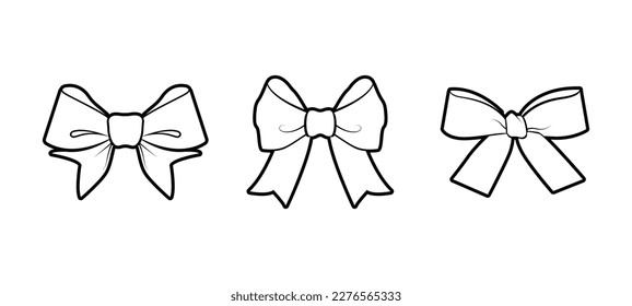 Outline bow ribbons, tie ribbons, gift bow drawing