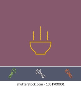 Outline bowl icon.Best bowl vector, illustrated icon for modern web and mobile design.Bonus broken key symbol