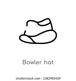 outline bowler hat vector icon. isolated black simple line element illustration from luxury concept. editable vector stroke bowler hat icon on white background
