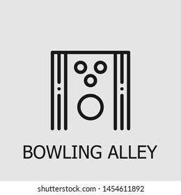 Outline bowling alley vector icon. Bowling alley illustration for web, mobile apps, design. Bowling alley vector symbol.