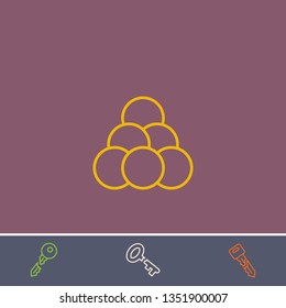 Outline bowling ball icon.Best bowling ball vector, illustrated icon for modern web and mobile design.Bonus broken key symbol
