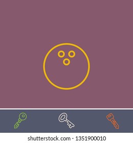 Outline bowling ball icon.Best bowling ball vector, illustrated icon for modern web and mobile design.Bonus broken key symbol