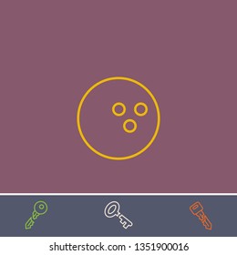 Outline bowling ball icon.Best bowling ball vector, illustrated icon for modern web and mobile design.Bonus broken key symbol