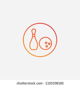 Outline bowling icon,gradient illustration,vector sport sign symbol