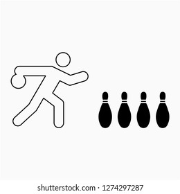 Outline bowling pixel perfect vector icon