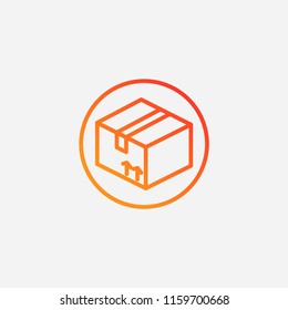 Outline box icon,gradient illustration,vector post sign symbol