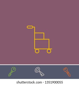 Outline box trolley icon.Best box trolley vector, illustrated icon for modern web and mobile design.Bonus broken key symbol