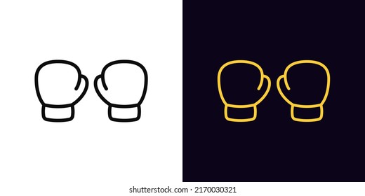 Outline boxing gloves icon, with editable stroke. Two box gloves silhouette, fight sport pictogram. Box championship and competition, fight club and boxer outfit. Vector icon for UI and Animation