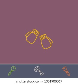 Outline boxing gloves icon.Best boxing gloves vector, illustrated icon for modern web and mobile design.Bonus broken key symbol