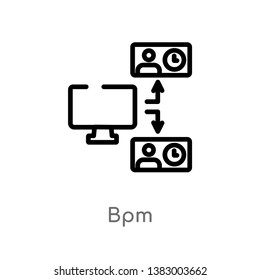 outline bpm vector icon. isolated black simple line element illustration from general-1 concept. editable vector stroke bpm icon on white background
