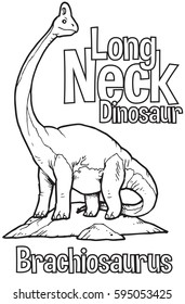 Outline Brachiosaurus Dinosaur Illustration Suitable For Any Of Graphic Design Project Such As Coloring Book And Education