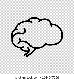 outline brain icon flat vector on transparent background