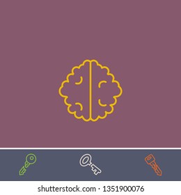 Outline brain icon.Best brain vector, illustrated icon for modern web and mobile design.Bonus broken key symbol