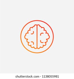Outline brain icon,gradient illustration,vector creative sign symbol