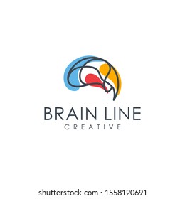 outline brain logo, vector illustration of modern brain outline