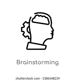 outline brainstorming vector icon. isolated black simple line element illustration from creative pocess concept. editable vector stroke brainstorming icon on white background