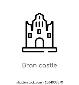outline bran castle vector icon. isolated black simple line element illustration from monuments concept. editable vector stroke bran castle icon on white background
