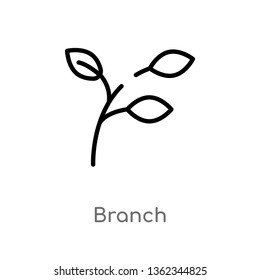 outline branch vector icon. isolated black simple line element illustration from nature concept. editable vector stroke branch icon on white background