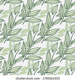Outline branches silhouettes botanic isolated seamless pattern. Floral backdrop with white background. Designed for wallpaper, textile, wrapping paper, fabric print. Vector illustration.