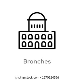 outline branches vector icon. isolated black simple line element illustration from buildings concept. editable vector stroke branches icon on white background