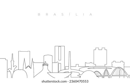 Skyline von Brasilia. Trendy Vorlage mit brasilianischen Gebäuden und Wahrzeichen in Linie Stil. Stock-Vektordesign. 