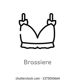 outline brassiere vector icon. isolated black simple line element illustration from clothes concept. editable vector stroke brassiere icon on white background