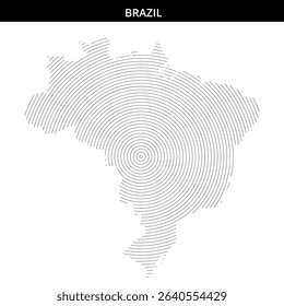 Outline of Brazil created with concentric circular lines.
