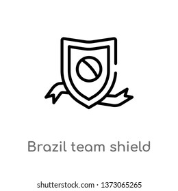 outline brazil team shield vector icon. isolated black simple line element illustration from culture concept. editable vector stroke brazil team shield icon on white background