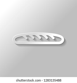 Outline bread icon. Bakery symbol. Paper style with shadow on gray background