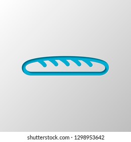 Outline bread icon. Bakery symbol. Paper design. Cutted symbol with shadow