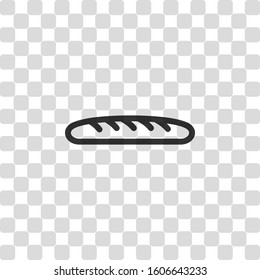 Outline bread icon. Bakery symbol. Black symbol on transparency grid