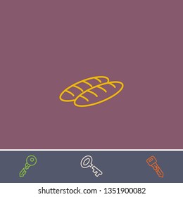Outline bread icon.Best bread vector, illustrated icon for modern web and mobile design.Bonus broken key symbol