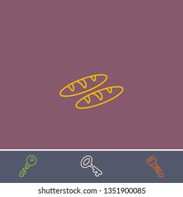 Outline bread icon.Best bread vector, illustrated icon for modern web and mobile design.Bonus broken key symbol