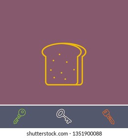 Outline bread icon.Best bread vector, illustrated icon for modern web and mobile design.Bonus broken key symbol