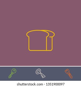 Outline bread icon.Best bread vector, illustrated icon for modern web and mobile design.Bonus broken key symbol